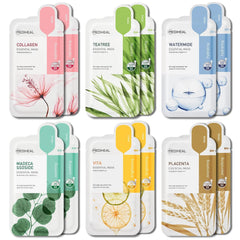 Mediheal Sheet Mask New Essential HERO 12 pack (Collagen, Tea Tree, Placenta, Madecassoside, Vita, Watermide)| Korean Skincare Facial Sheet Mask Combo, Moisturizing, Soothing and for Blemishes - KosBeauty