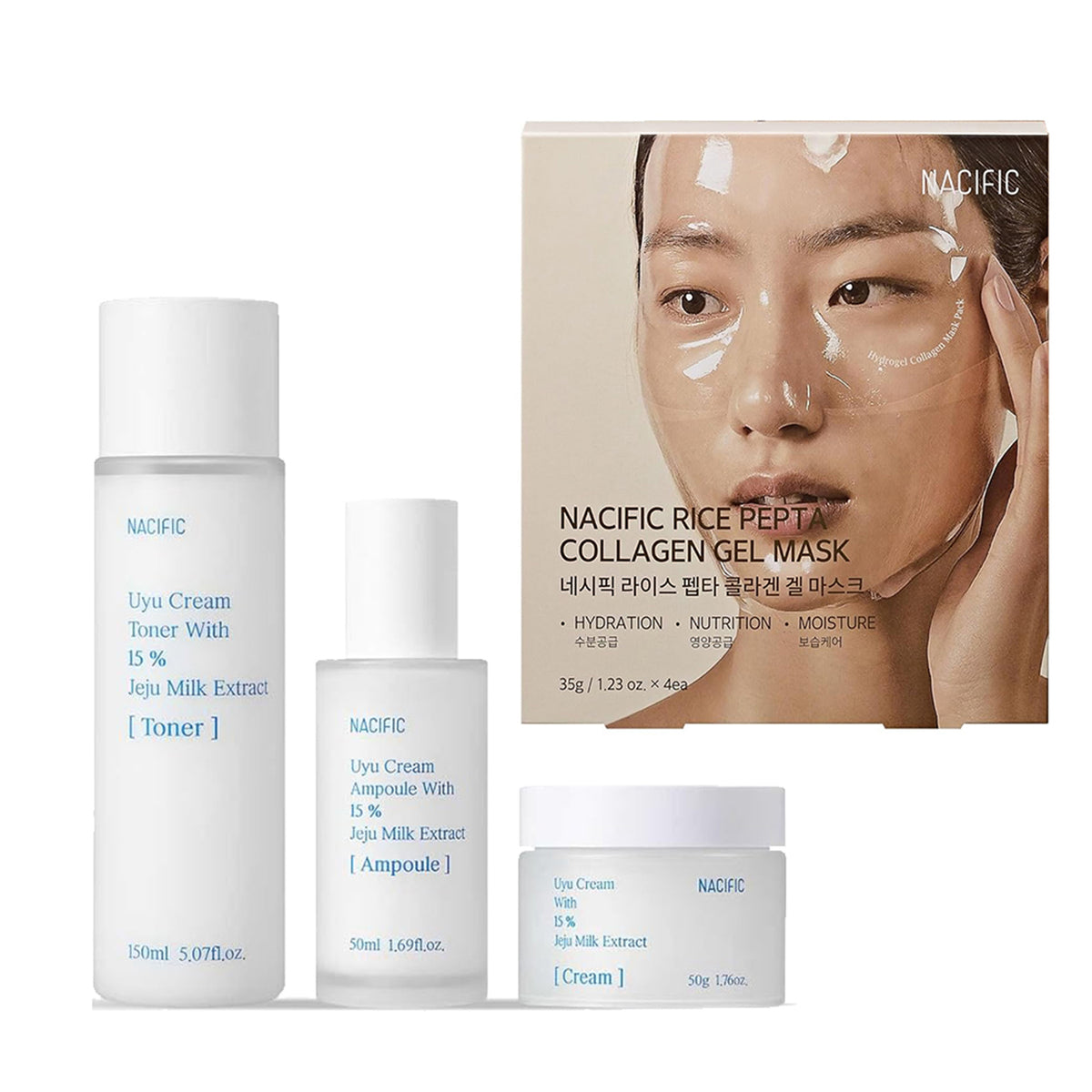 [ Nacific ] UYU Cream Set (Toner, Ampoule, Cream, Gel Mask) - KosBeauty