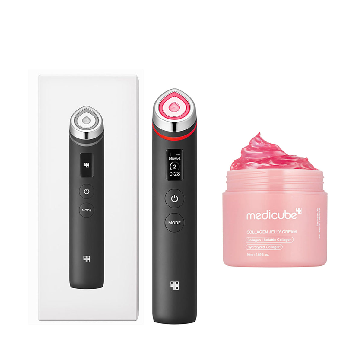 [ Medicube ] Age-R Booster Pro Black + Collagen Jelly Cream 50ml - KosBeauty