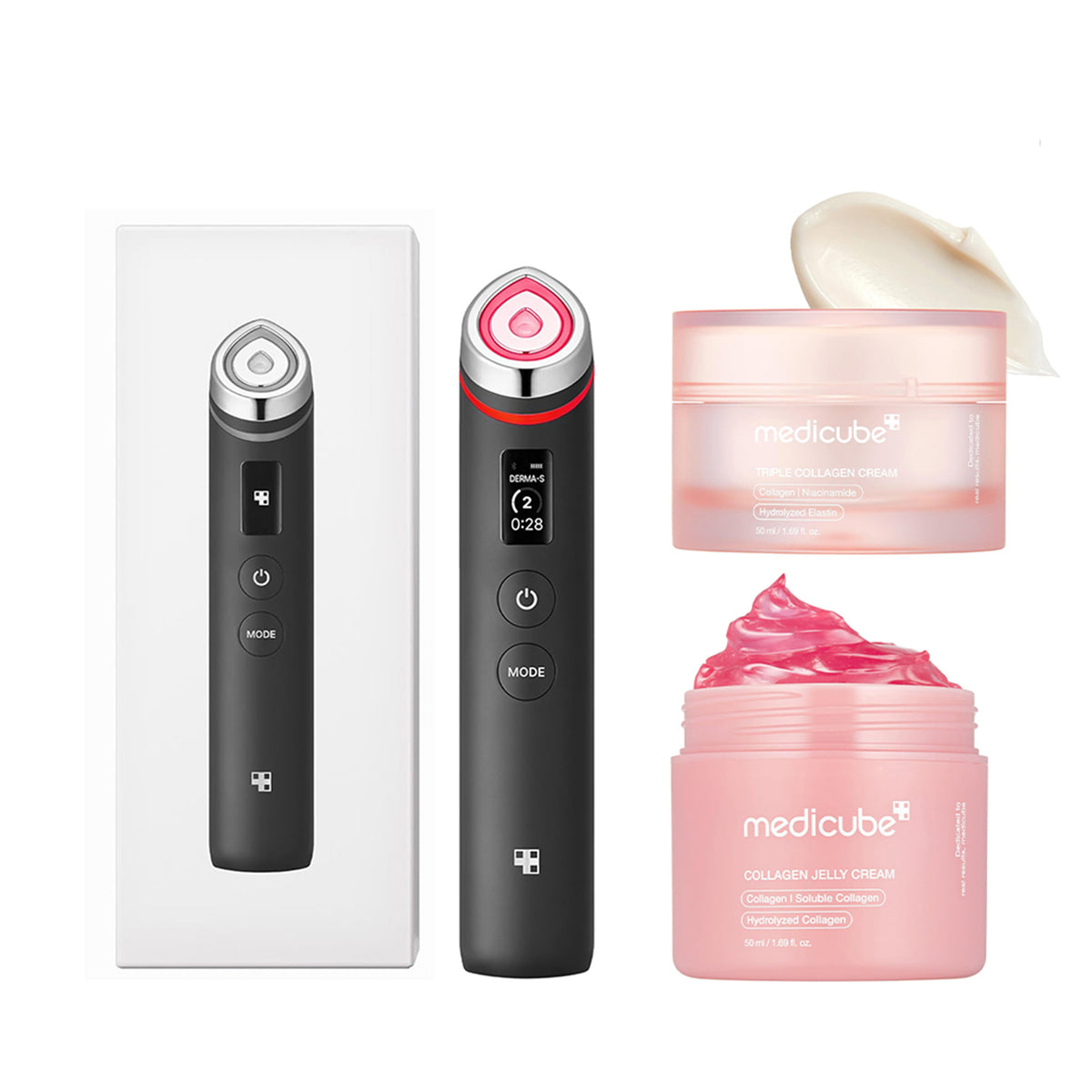 [ Medicube ] Age-R Booster Pro Black + Collagen Jelly Cream 50ml + Triple Collagen Cream - KosBeauty