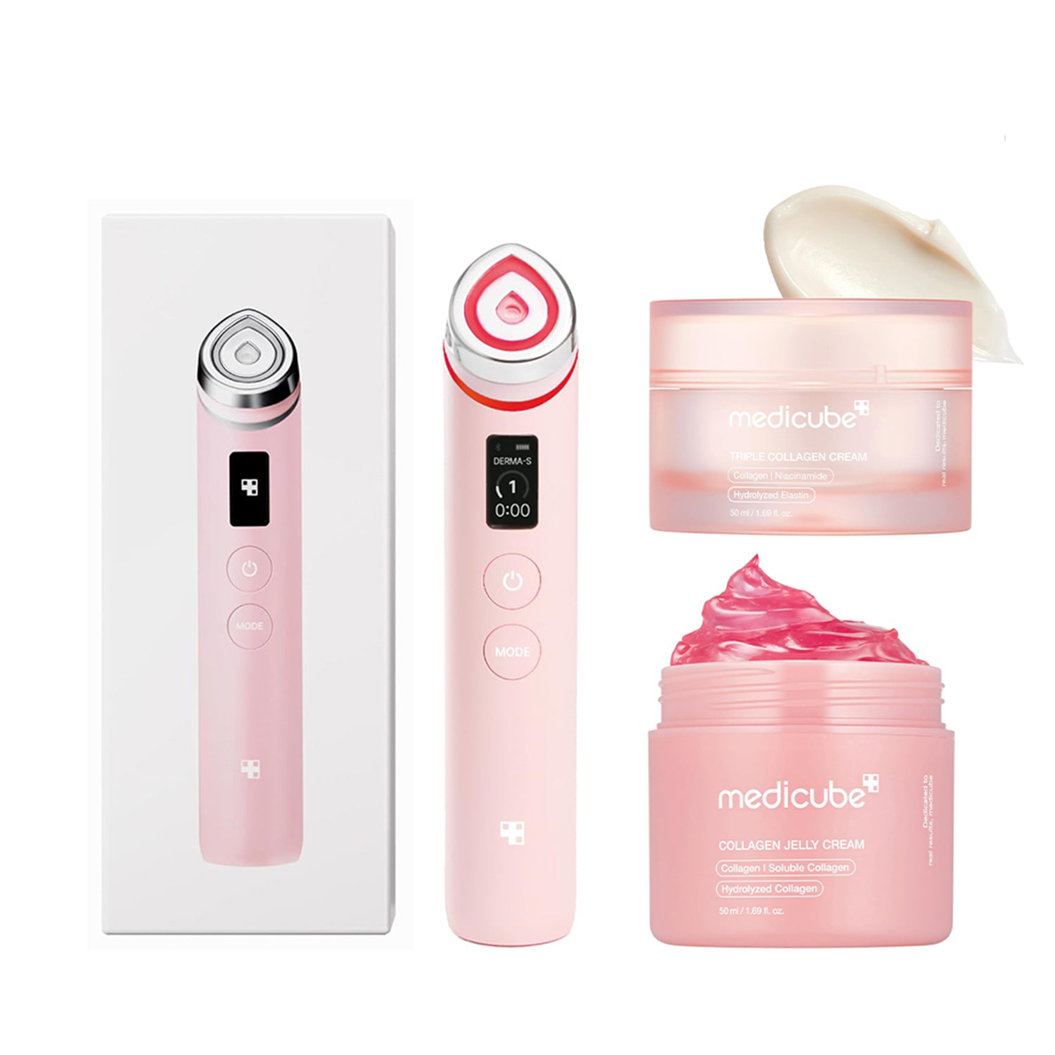 [ Medicube ] Age-R Booster Pro Pink + Collagen Jelly Cream 50ml + Triple Collagen Cream 50ml - KosBeauty