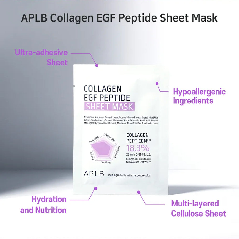 [ APLB ] Collagen EGF Peptide Sheet Mask 25ml 10ea - KosBeauty