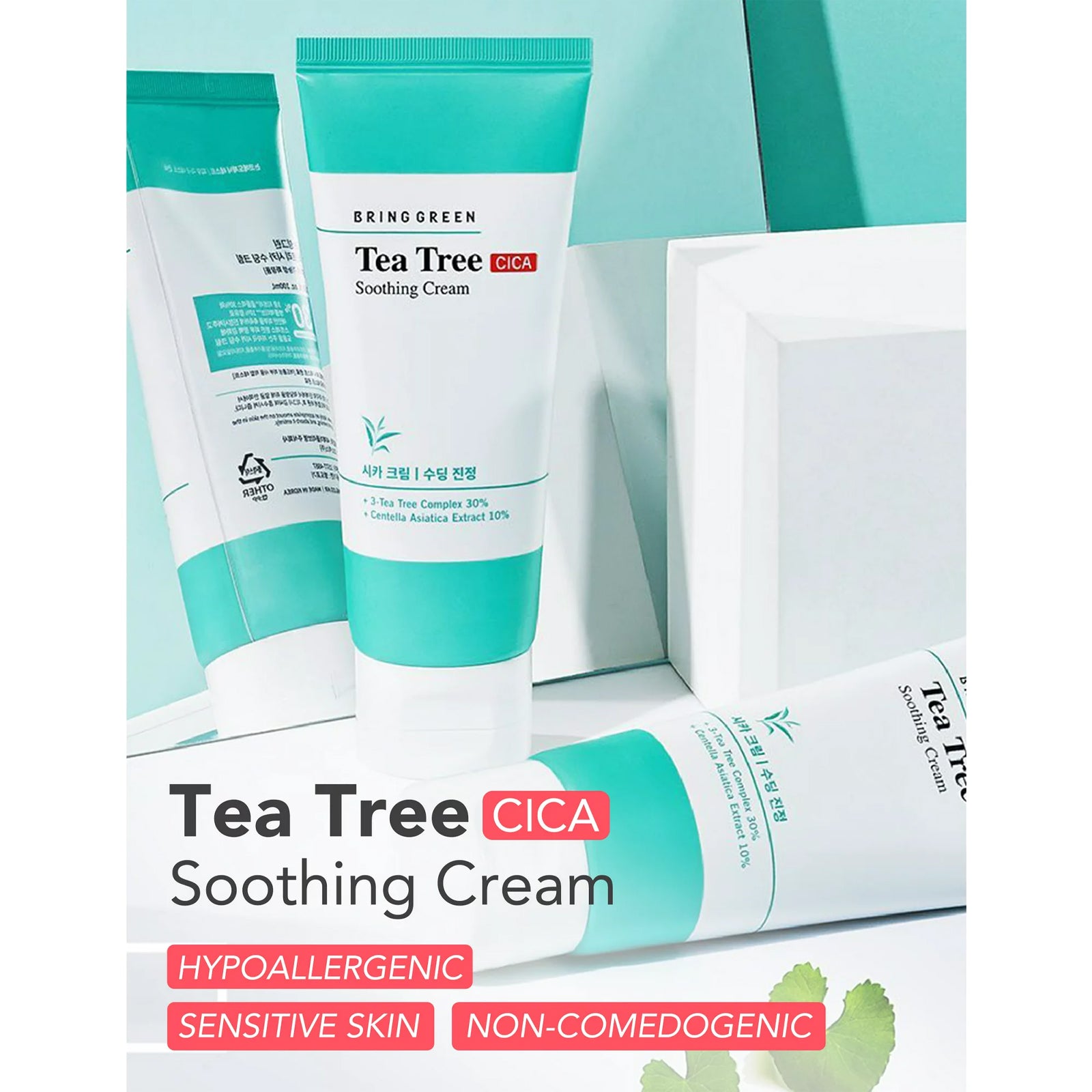 BRING GREEN Tea Tree Cica Soothing Cream, 100ml / 3.38 fl.oz( EXP : 9/2/2025)