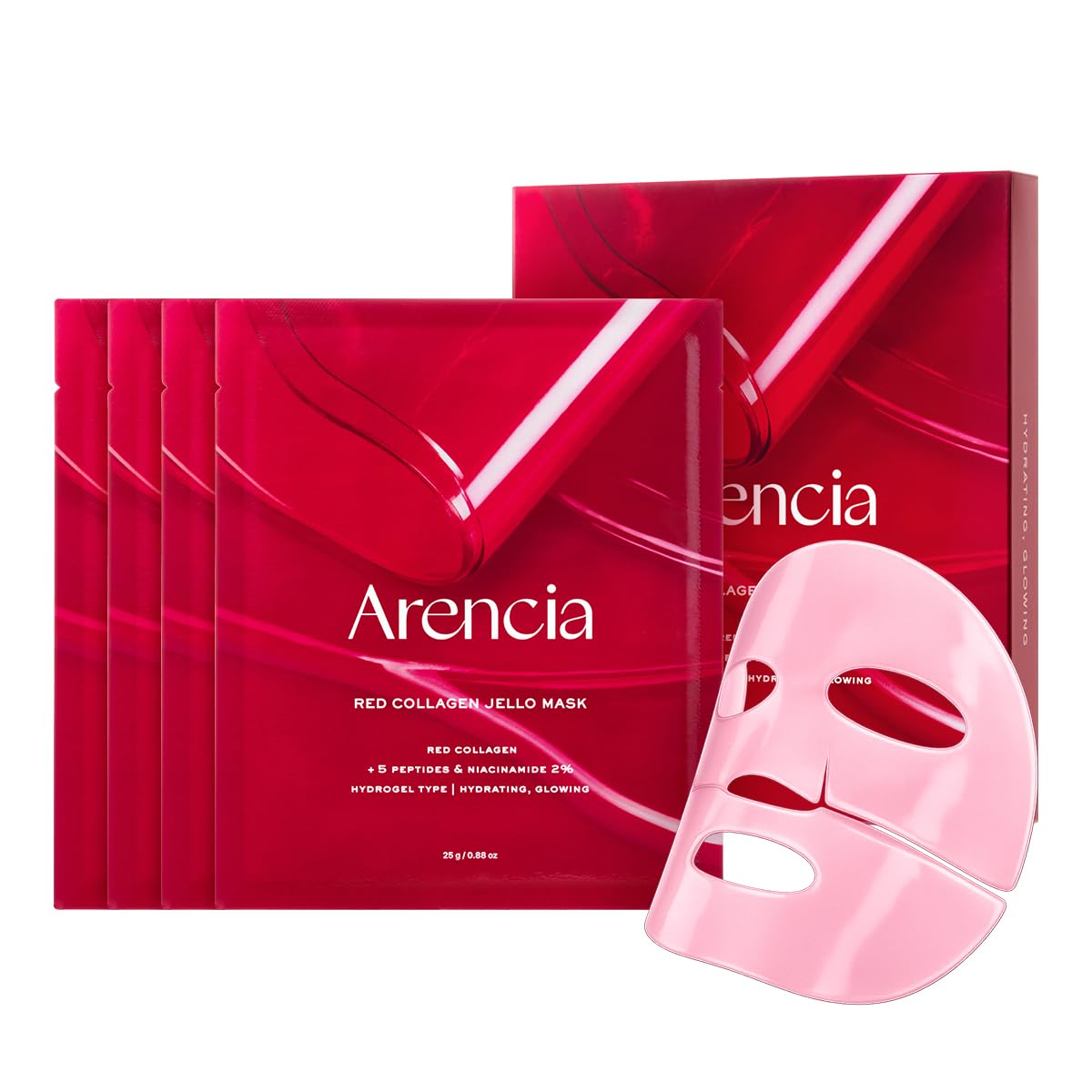 [ ARENCIA ] Red Collagen Jello Mask 25g / 0.88 oz x 4 ea