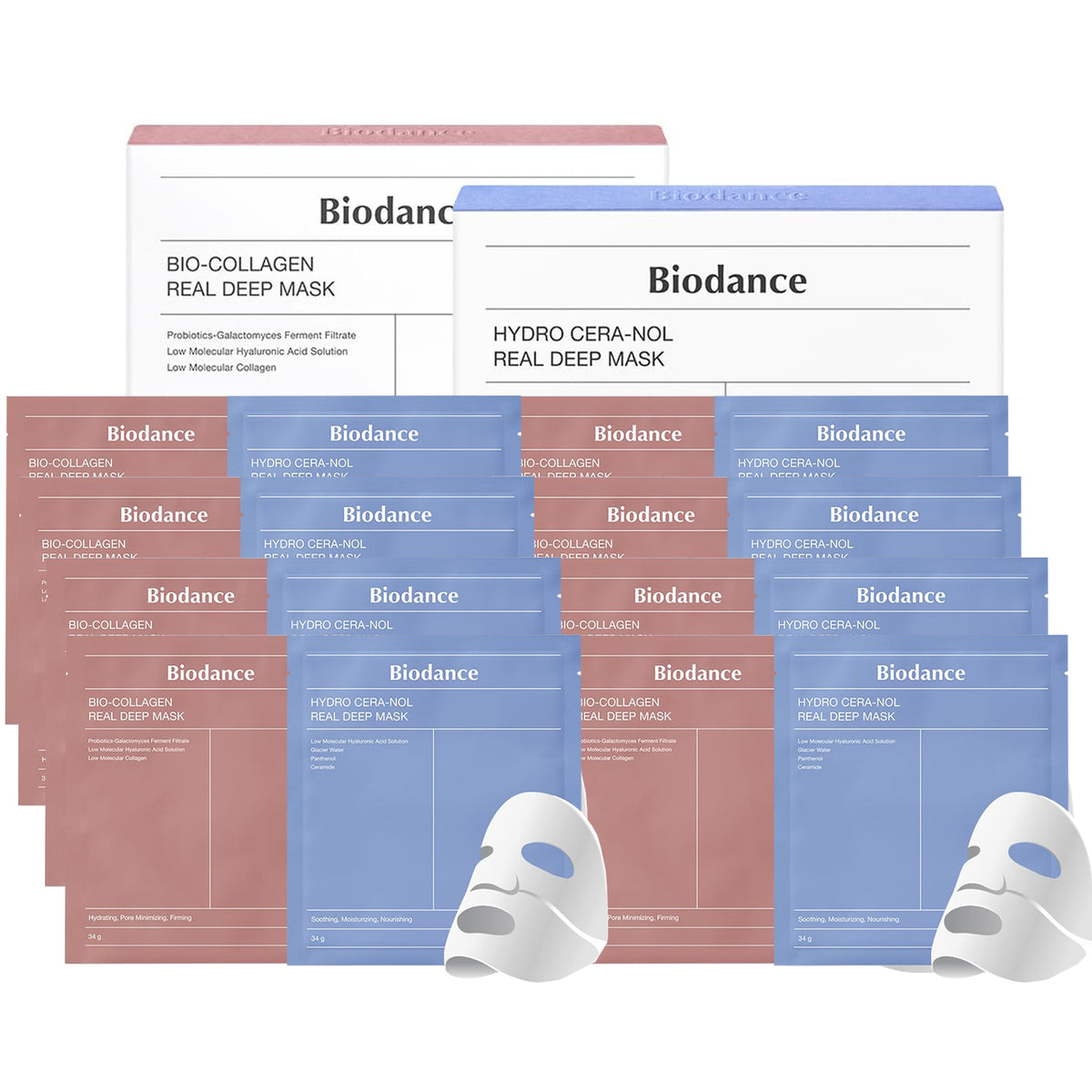 [ BIODANCE ] Bio-Collagen Real Deep Mask (1.19 oz x 4 ea) x 2 BOX +  Hydro Cera-nol Real Deep Mask (1.19 oz x 4 ea) x 2 BOX