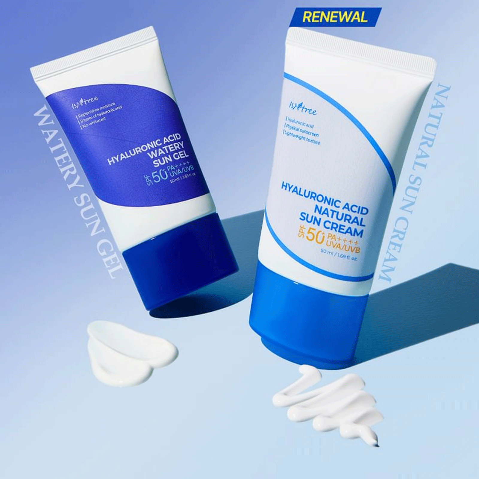 [ ISNTREE ] Hyaluronic Acid Natural Sun Cream Moisturizing Sunscreen, SPF 50+ PA++++ 50ml (2-PACK)