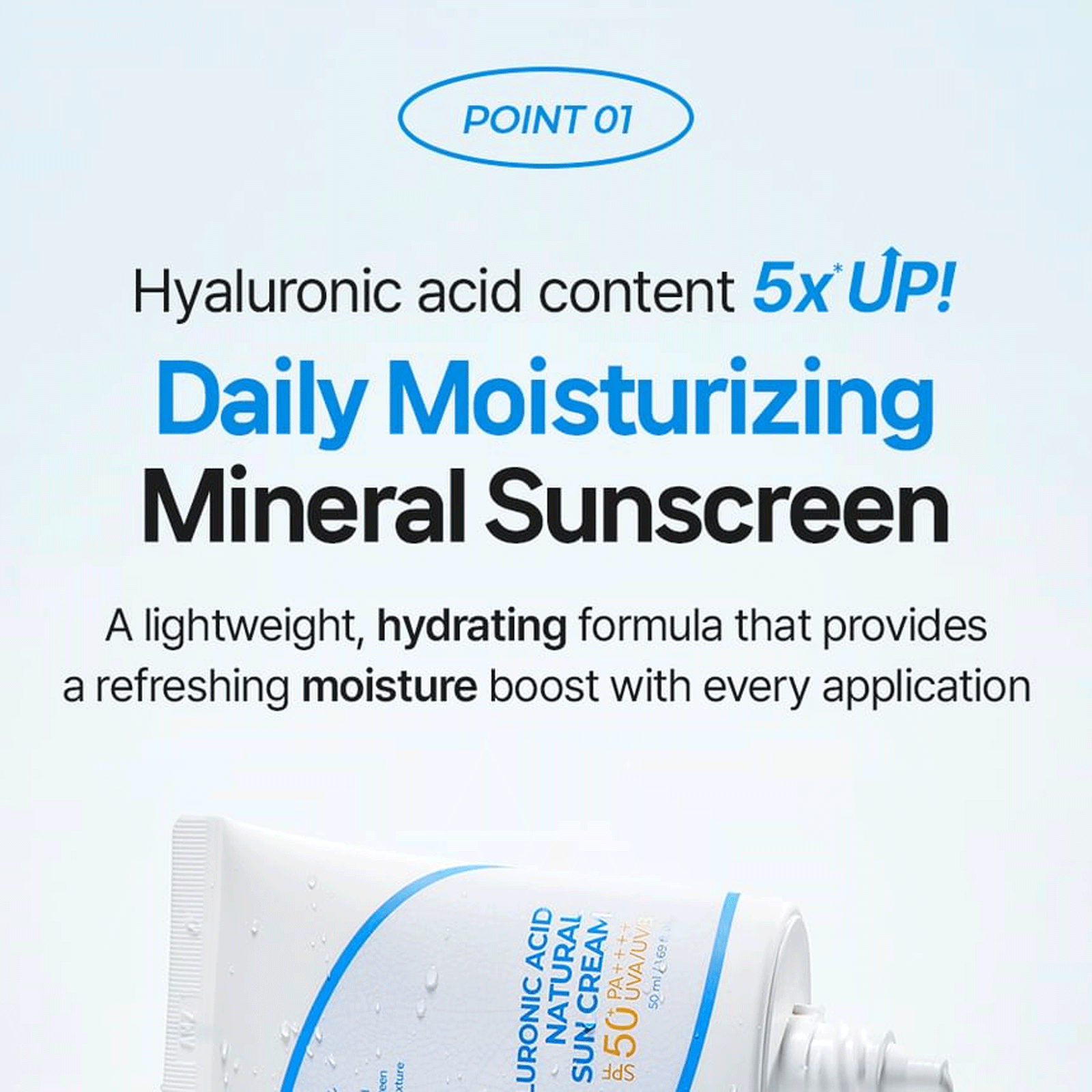 [ ISNTREE ] Hyaluronic Acid Natural Sun Cream Moisturizing Sunscreen, SPF 50+ PA++++ 50ml (2-PACK)
