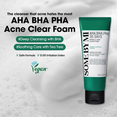 [ SOME BY MI ] AHA BHA PHA 30 Days Miracle Acne Clear Foam 100ml - KosBeauty