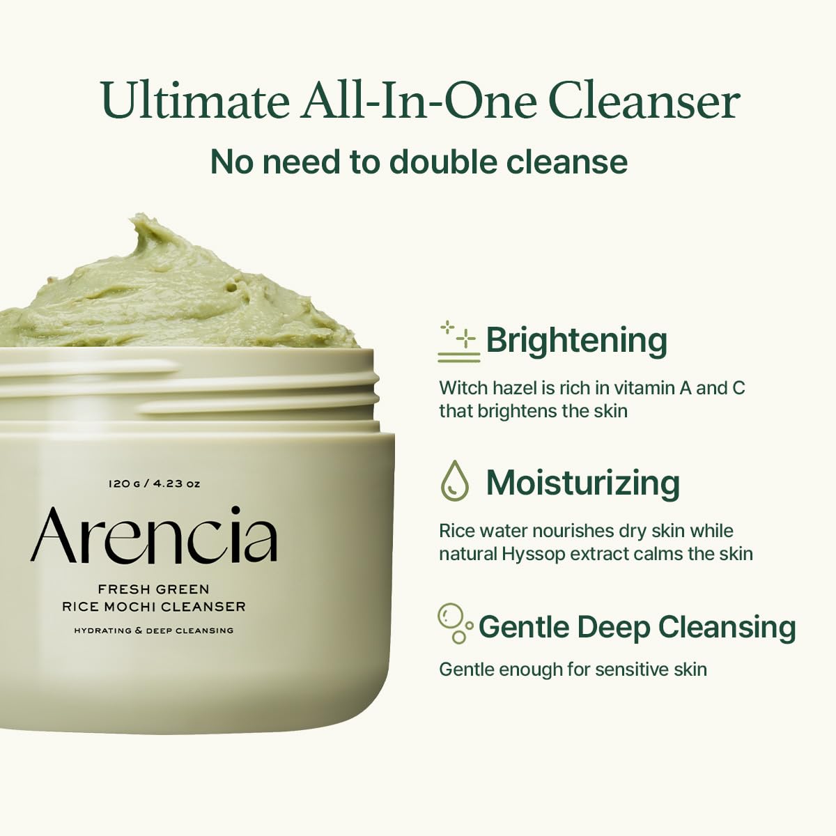 [ Arencia ] Fresh Green Rice Mochi Cleanser 120g / 4.23oz