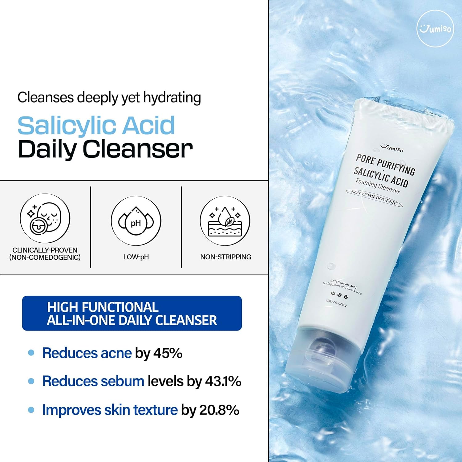 [ JUMISO ] Pore Purifying Salicylic Acid Foaming Cleanser 120g / 4.23 oz
