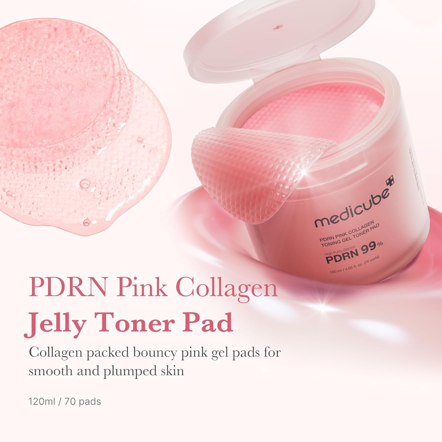 [ MEDICUBE ] PDRN Pink Collagen Toning Gel Toner Pad 120ml / 4.05 fl.oz (70pads)