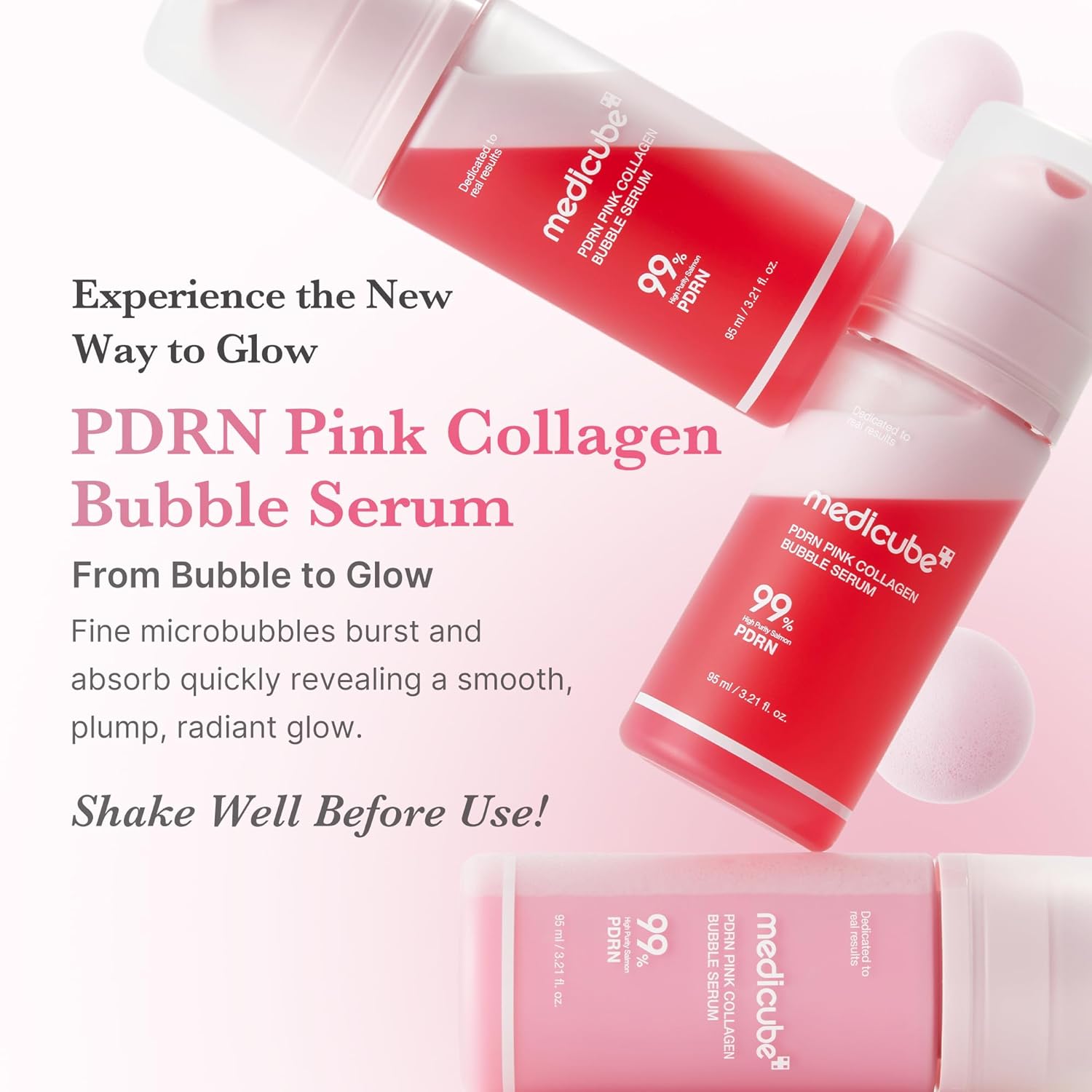 [ MEDICUBE ] PDRN Pink Collagen Bubble Serum  95ml / 3.21 fl.oz. - KosBeauty