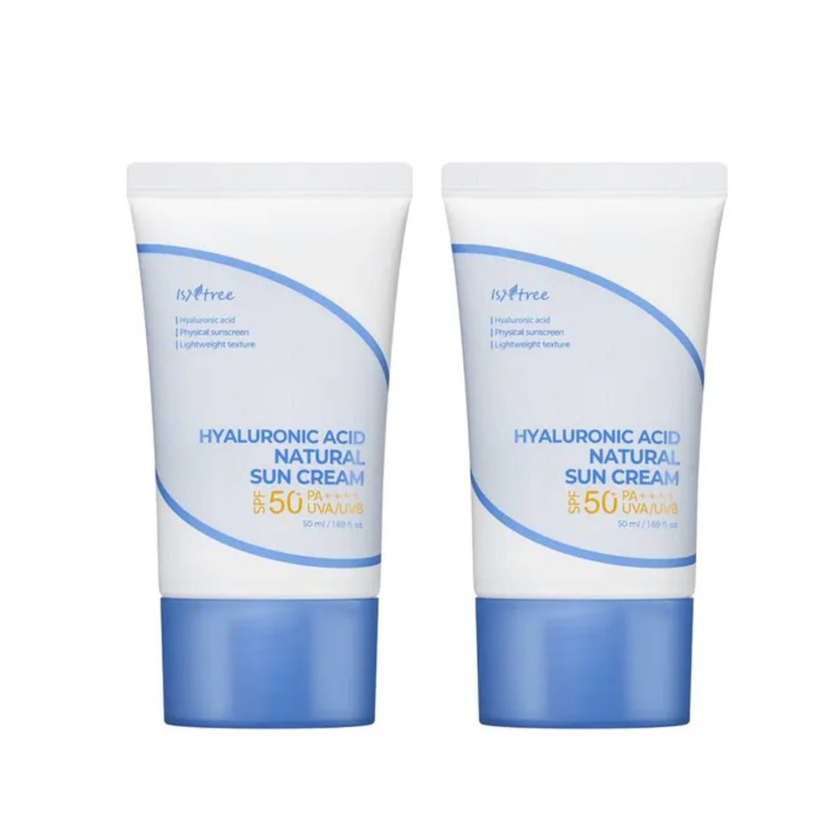 [ ISNTREE ] Hyaluronic Acid Natural Sun Cream Moisturizing Sunscreen, SPF 50+ PA++++ 50ml (2-PACK)