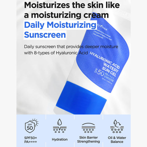 [ ISNTREE ] Hyaluronic Acid Watery Sun Gel, SPF50 PA++++ UVA/UVB 50ml/1.69 fl.oz. x 2ea