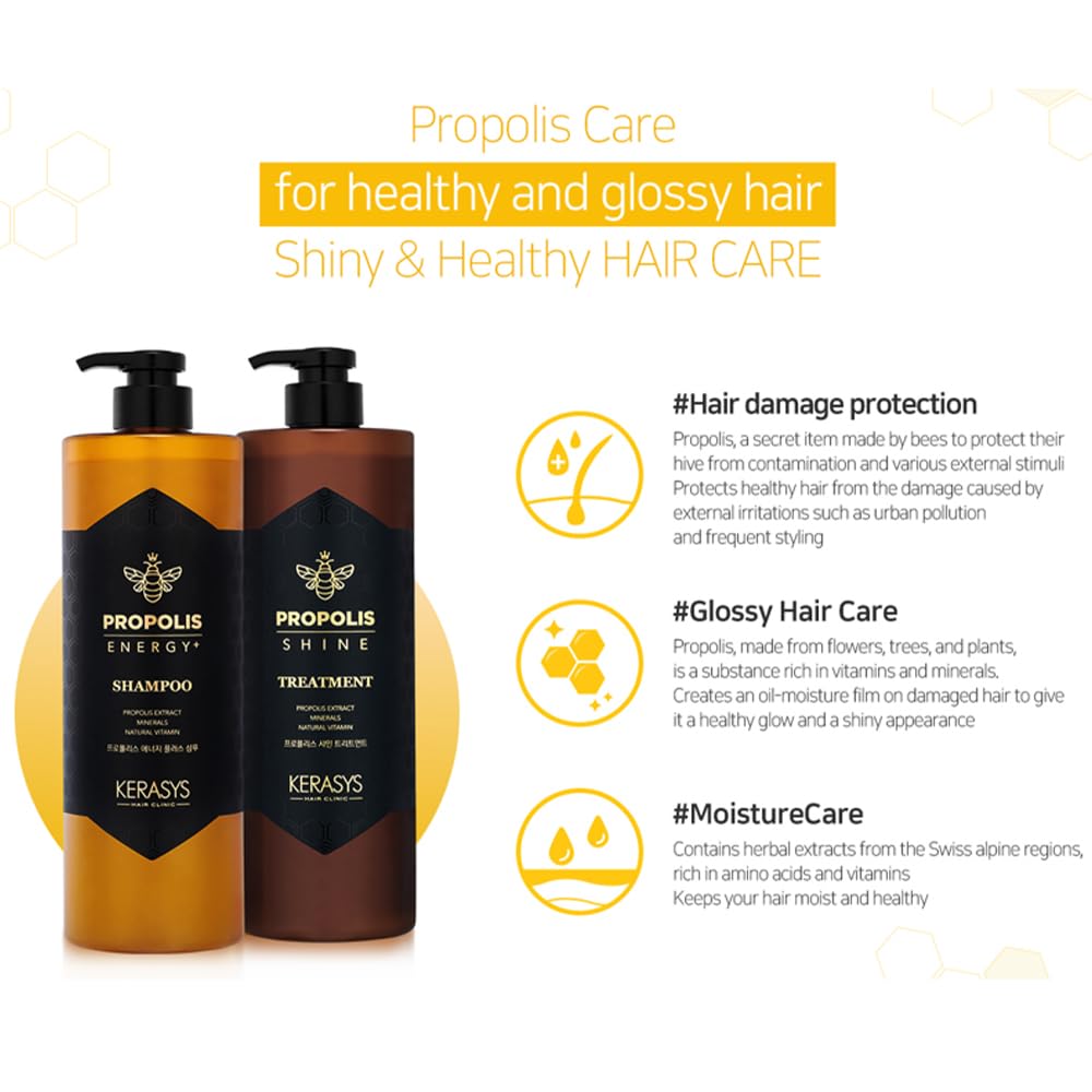 Kerasys Propolis Energy Plus Shampoo for Damaged Hair, 1000ml / 1 L