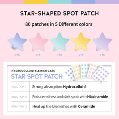 [ OOTD ] Star Spot Acne/Pimple Patch for Face 12mm X 80Pcs (16pcs x 5ea)