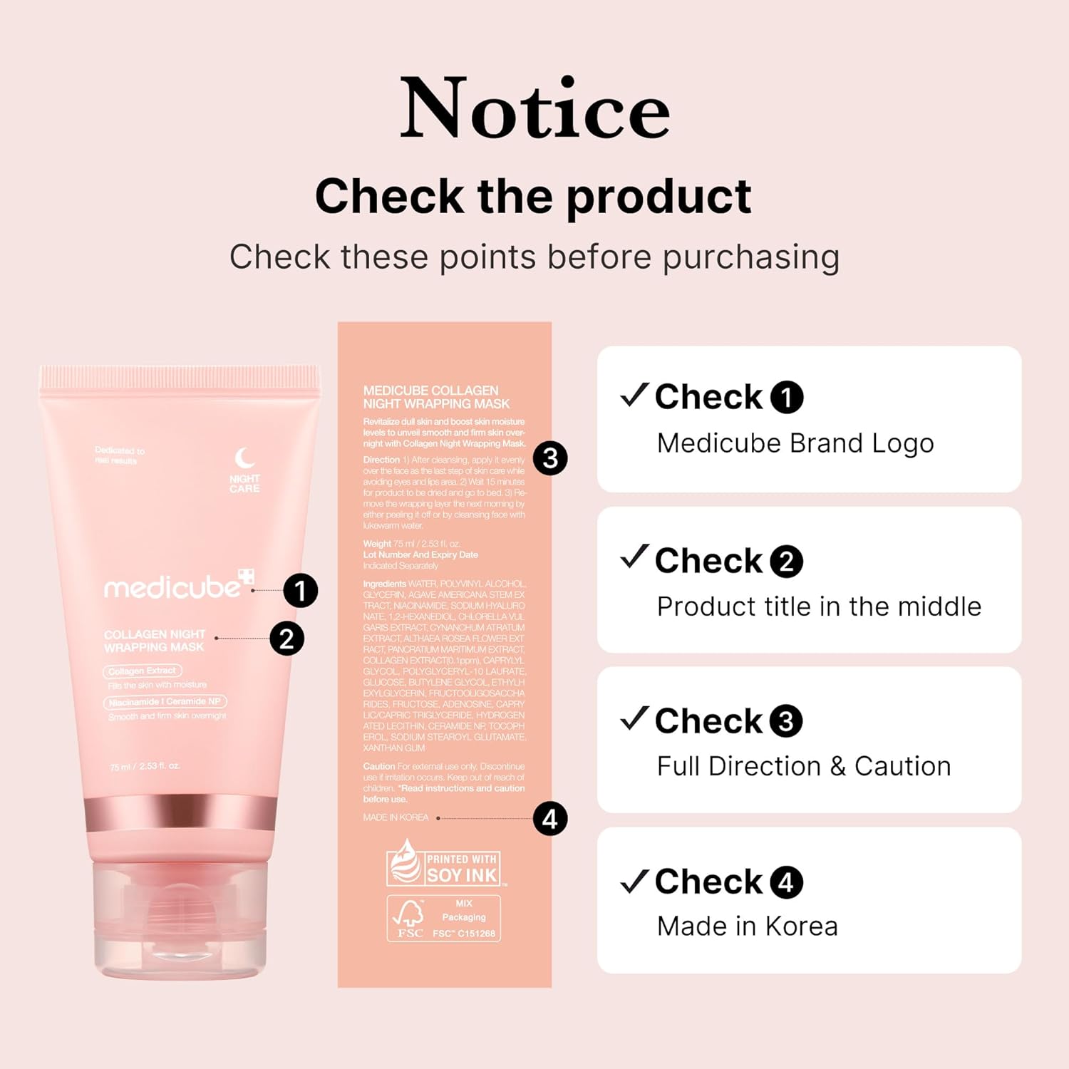 [ MEDICUBE ] COLLAGEN NIGHT WRAPPING MASK 75ml / 2.53 fl.oz