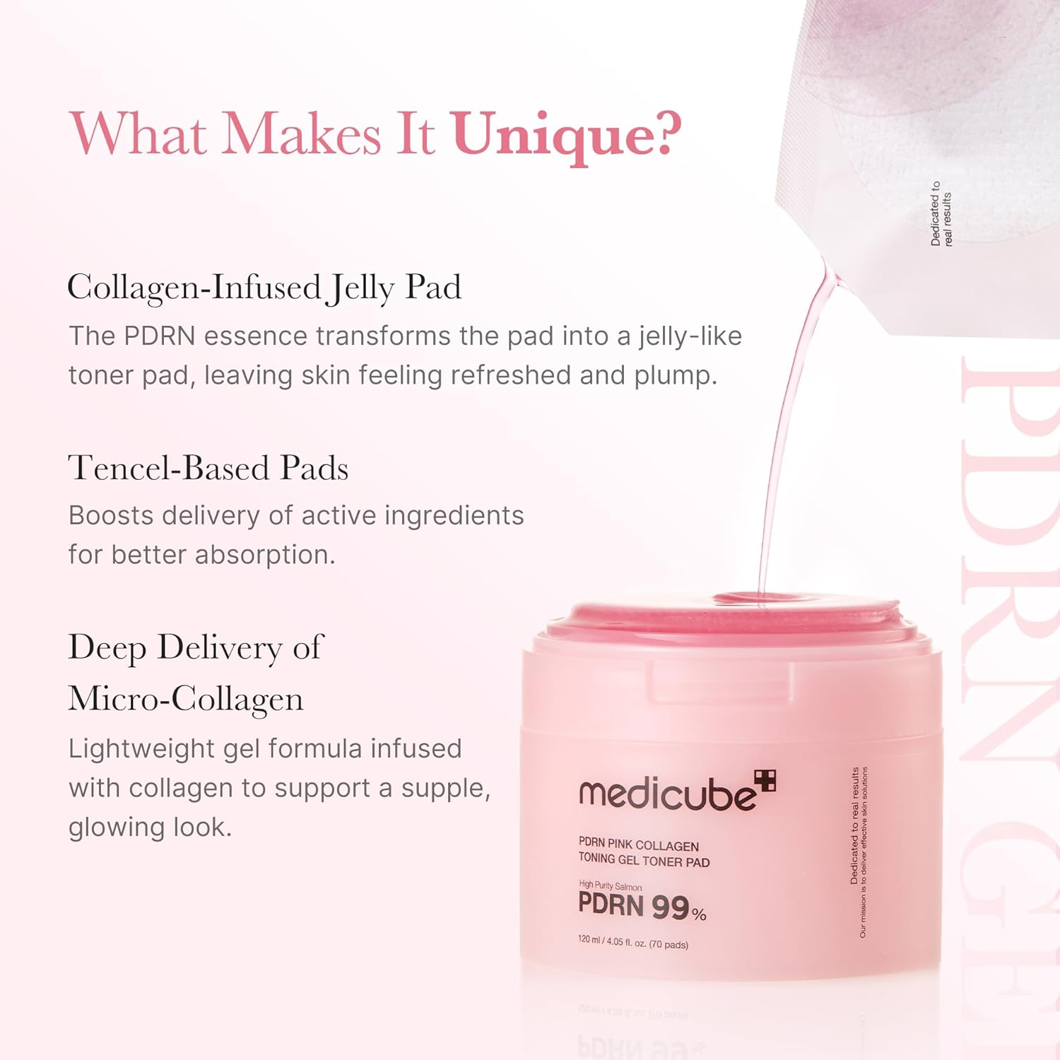 [ MEDICUBE ] PDRN Pink Collagen Toning Gel Toner Pad 120ml / 4.05 fl.oz (70pads)