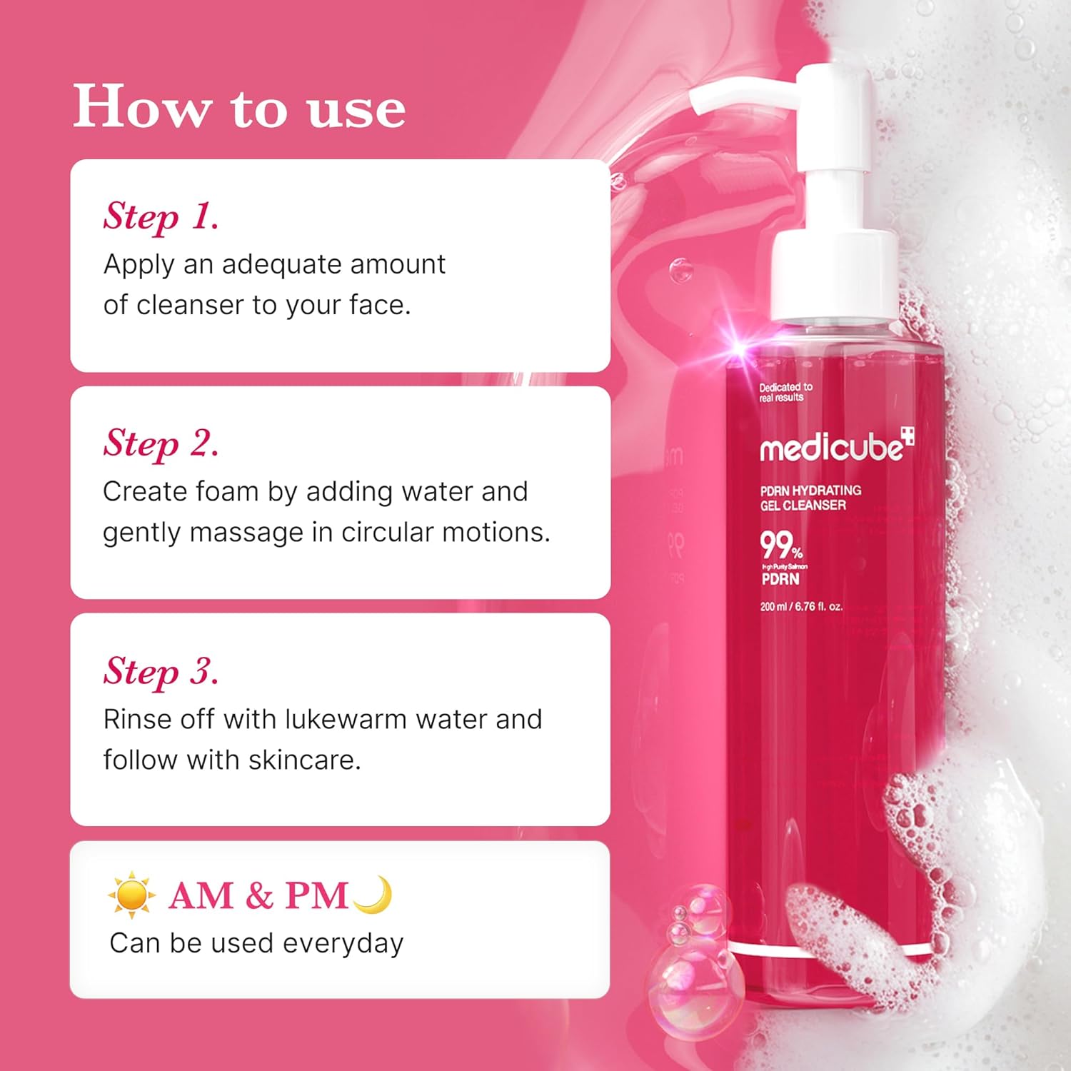 [ MEDICUBE ] PDRN Hydrating Gel Cleanser 99% High Purity Salmon PDRN 200ml / 6.76 fl.oz