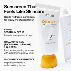 [ ANUA ] Zero-Cast Moisturizing Sunscreen SPF 50/1.69fl.oz - KosBeauty