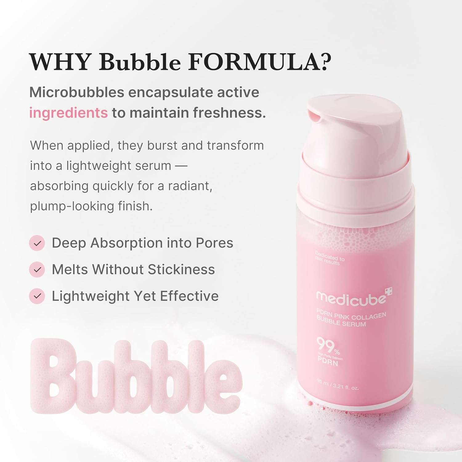 [ MEDICUBE ] PDRN Pink Collagen Bubble Serum  95ml / 3.21 fl.oz. - KosBeauty