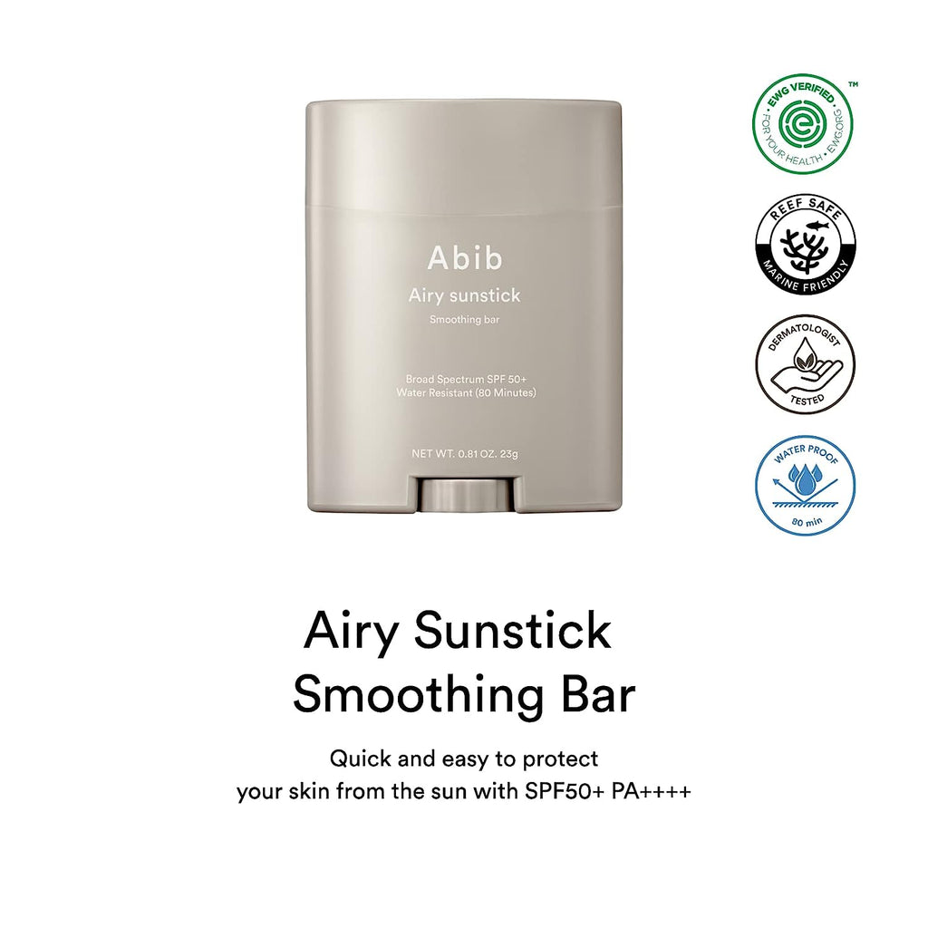 Abib Airy sunstick Smoothing bar SPF50+, 23g 0.81 oz.