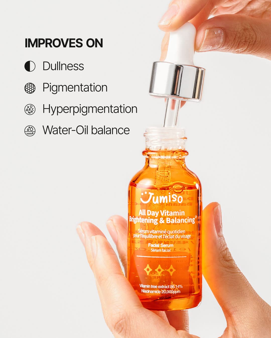JUMISO All Day Vitamin Serum, Brightening & Balancing Facial Serum 30ml, 1.01 fl oz