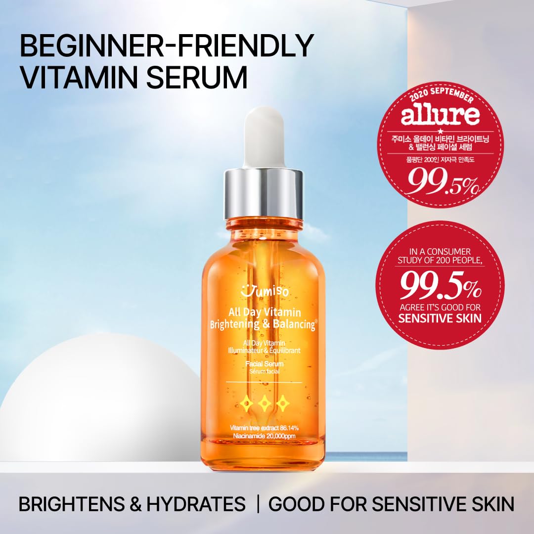 JUMISO All Day Vitamin Serum, Brightening & Balancing Facial Serum 30ml, 1.01 fl oz