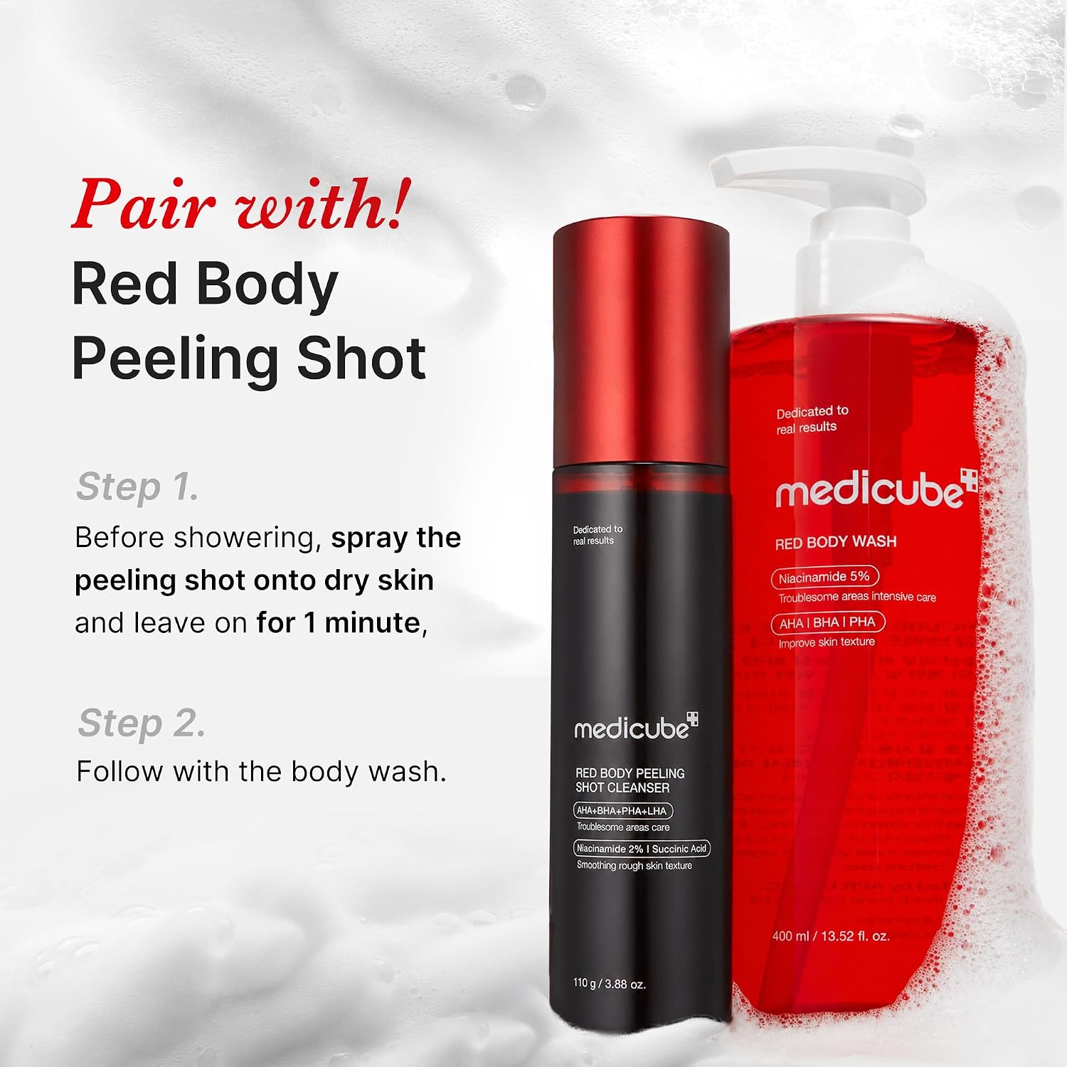 [ MEDICUBE ] Red Acne Body Wash 3.0 400ml / 13.52 fl.oz. - KosBeauty