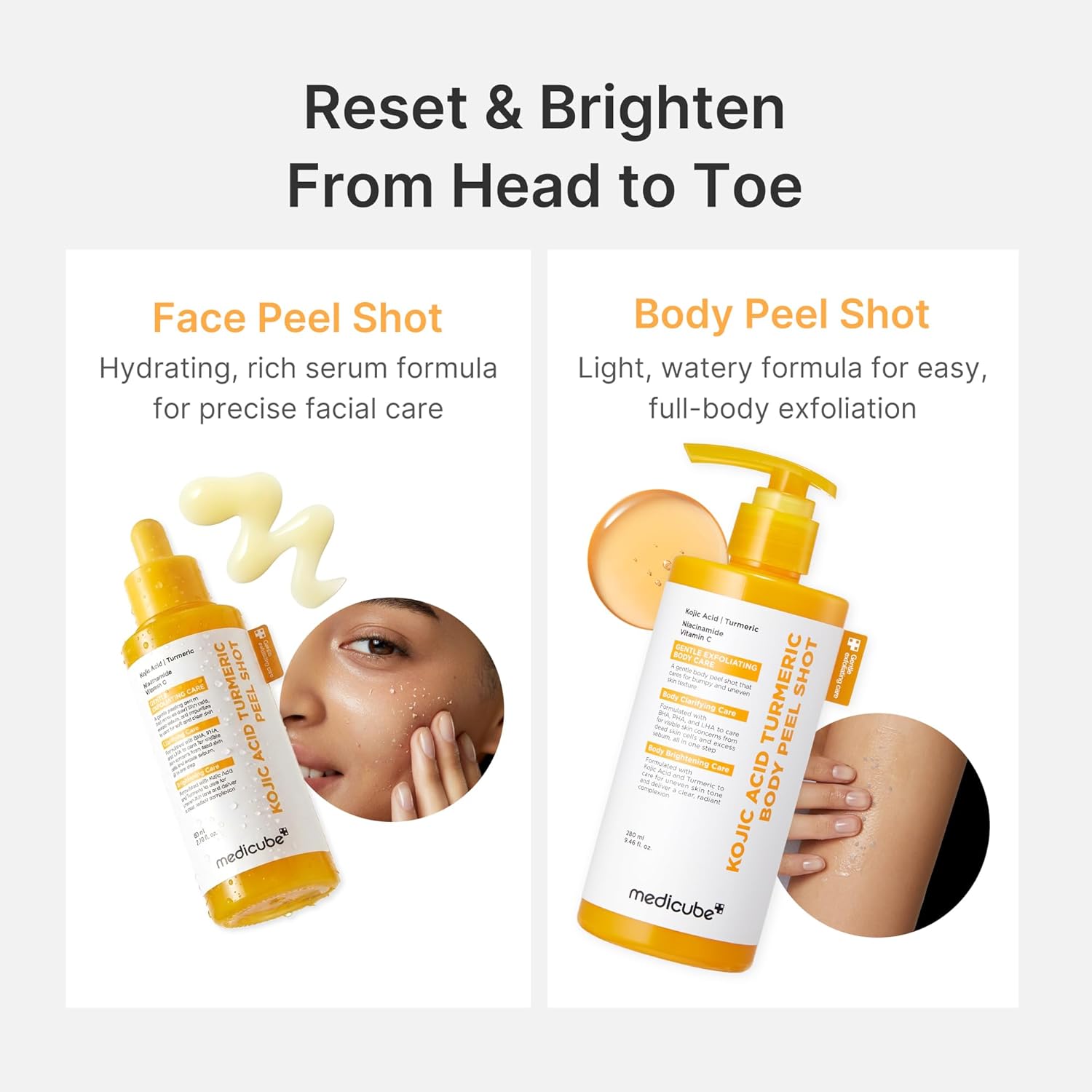 [ MEDICUBE ] Kojic Acid Turmeric Body Peel Shot 280ml /9.46 oz. - KosBeauty