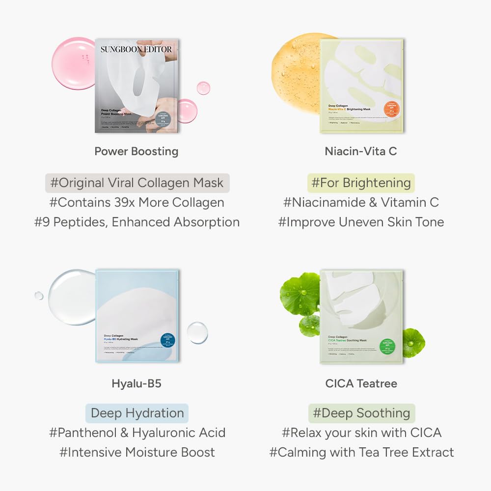 [ SUNGBOON EDITOR ] Deep Collagen Power Boosting Mask 37g/ 130oz x 4ea