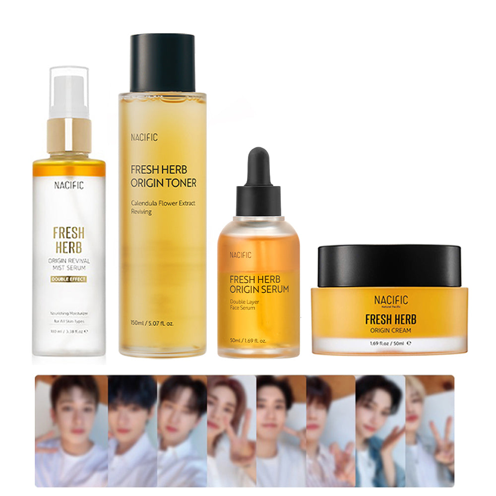 Nacific x Stray Kids Fresh Herb Origin 4 Piece Set, with Stray Kids Photo Cards 8 PCS. - KosBeauty