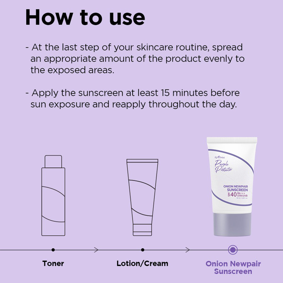 [ ISNTREE ] Purple Protector Onion Sunscreen, SPF40 PA+++ UVA/UVB 50ml/1.69 fl.oz.