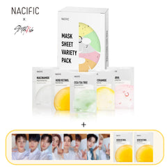 [ NACIFIC ] Premium Sheet Mask Variety Set 10-PACK Box Set +  SKZ 8 PCS Photo Cards + Herb Retinol 2 Pack