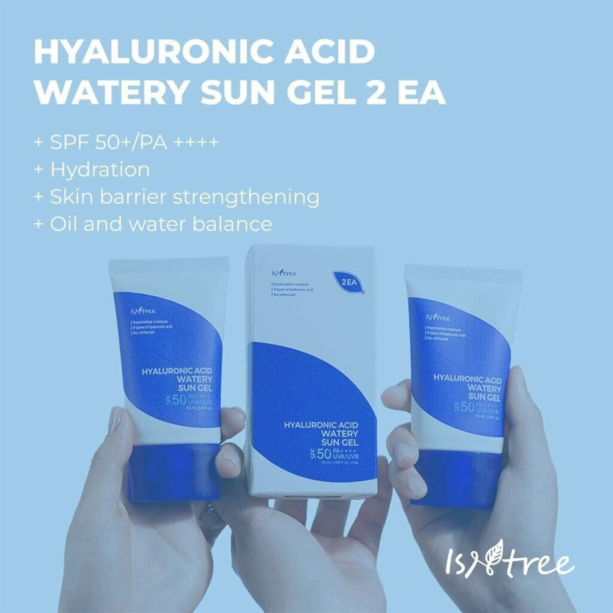 [ ISNTREE ] Hyaluronic Acid Watery Sun Gel, SPF50 PA++++ UVA/UVB 50ml/1.69 fl.oz. x 2ea