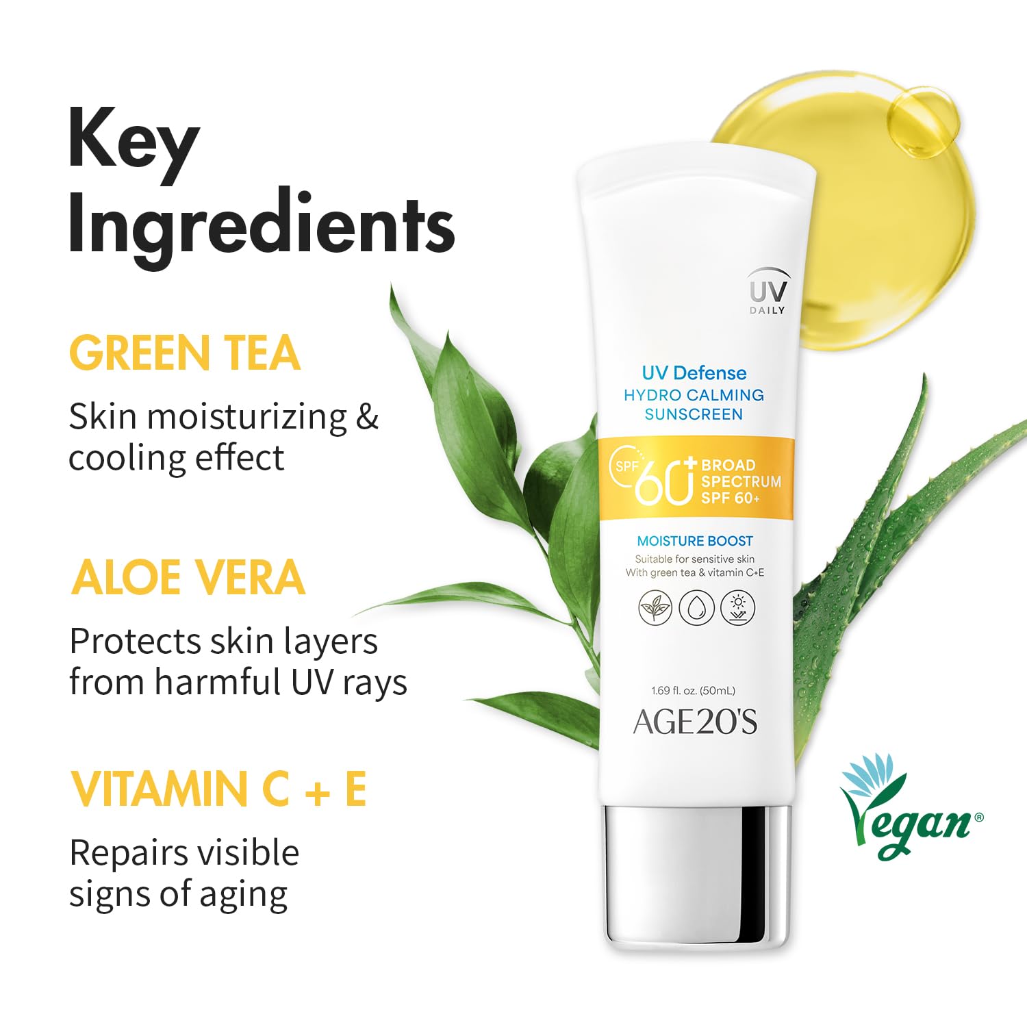 AGE 20's  UV Defense Hydro Calming Sunscreen SPF 60+ 50ml + Signature Intense Sunscreen SPF 50+ Foundation