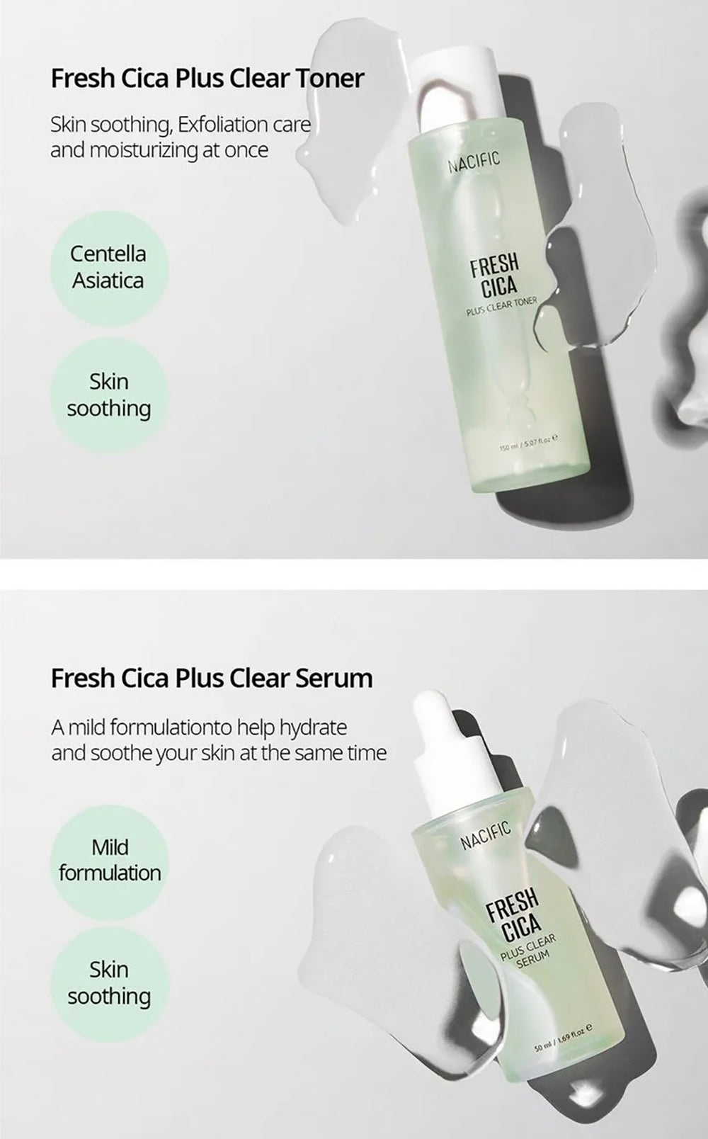 [ NACIFIC ] Fresh Cica Plus Clear Kit (Cleanser, Toner, Serum, Cream)