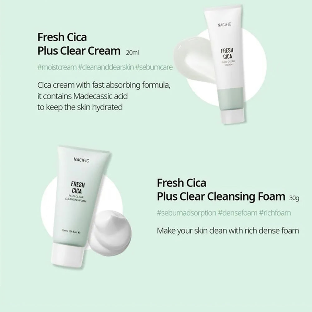 [ NACIFIC ] Fresh Cica Plus Clear Kit (Cleanser, Toner, Serum, Cream)