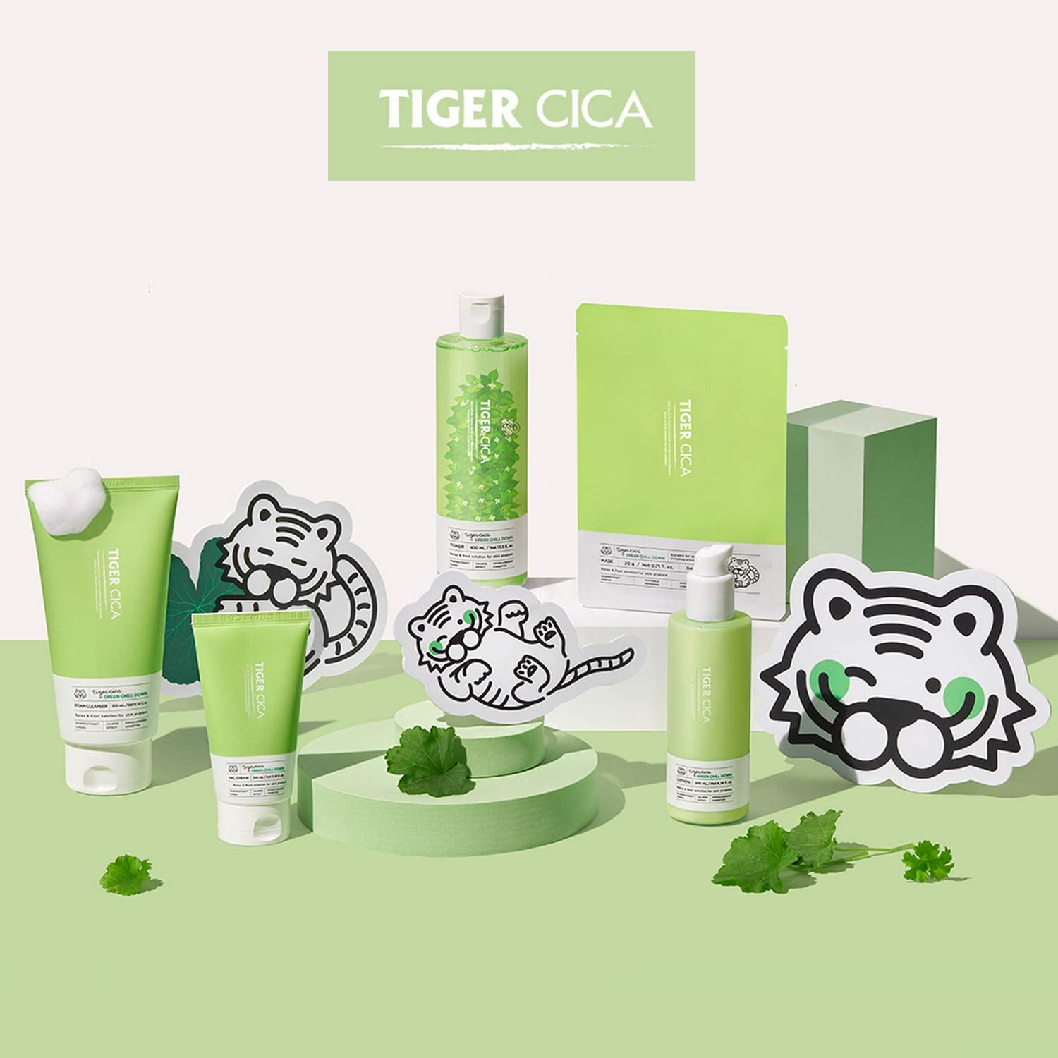[ It's Skin ] Tiger Cica Green Chill Down Foam Cleanser Sebum Control and Purifying, 300ml