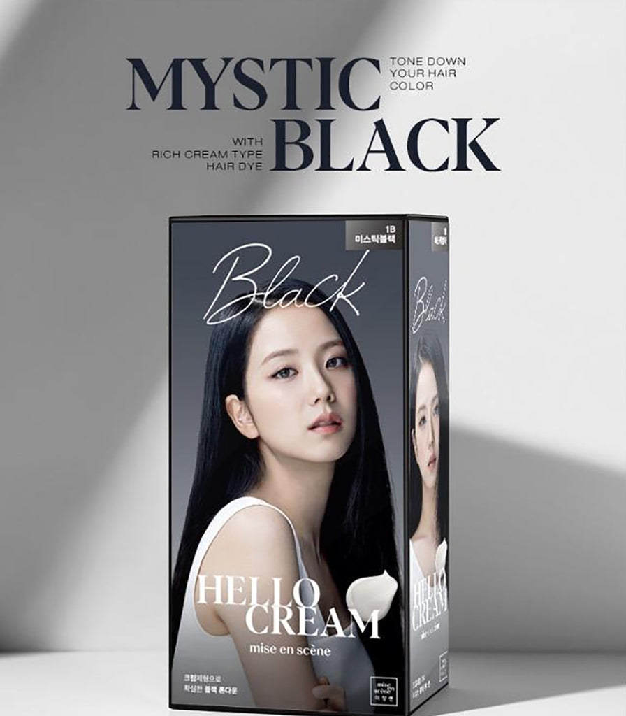 Mise En Scene Hello Cream Color Easy Self Hair Dye, 1B Mystic Black