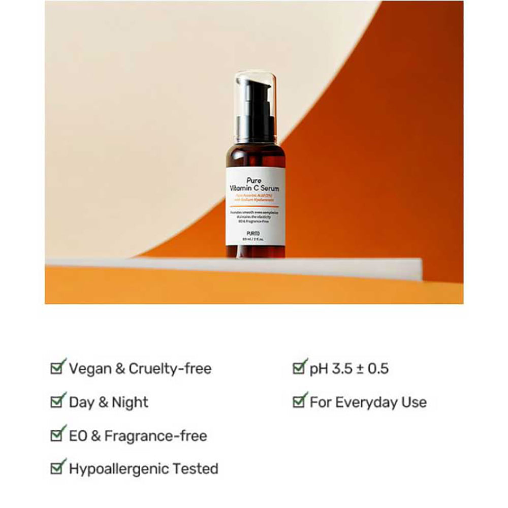 Purito Pure Vitamin C Facial Serum, Hypoallergenic and Calming 60ml