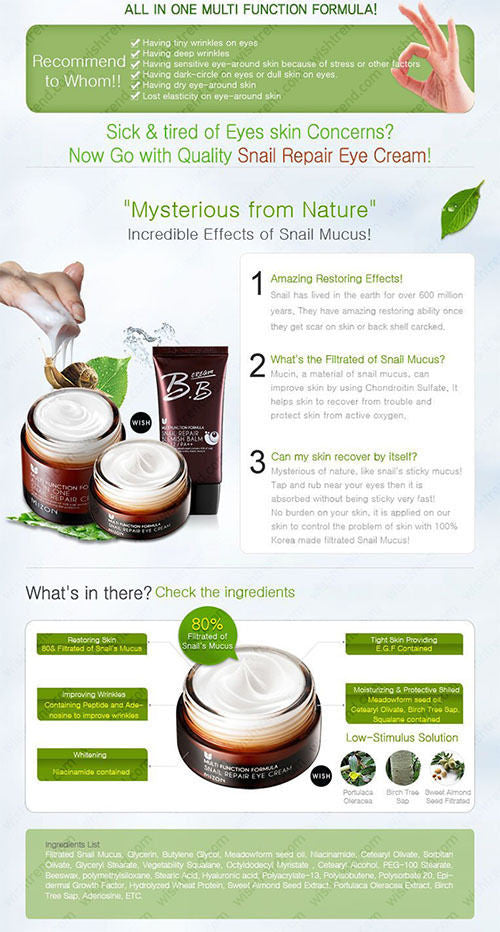 [ MIZON ] Snail Repair Eye Cream - KosBeauty