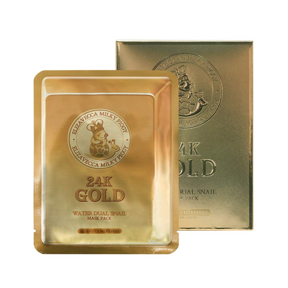 Elizavecca 24K Gold Water Dew Snail Mask Pack, 0.88 oz x 10EA