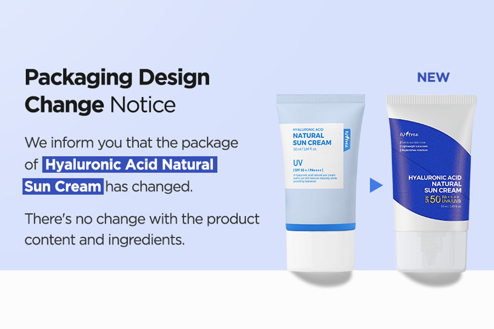 [ ISNTREE ] Hyaluronic Acid Natural Sun Cream Moisturizing Sunscreen, SPF 50+ PA++++ 50ml (2-PACK)