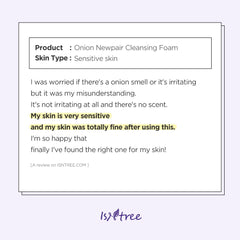 [ ISNTREE ] Onion Newpair Cleansing Foam Face Cleanser for Sensitive Skin, 150ml / 5.07 fl. oz.