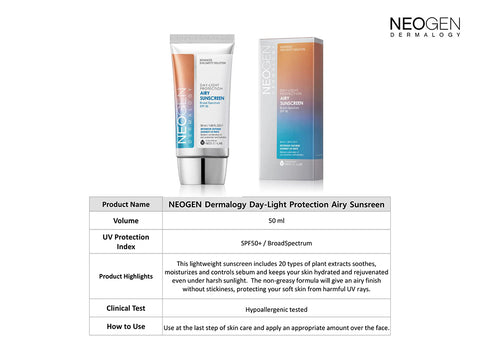 [ NEOGEN ] Dermalogy Day-Light Protection Airy Sunscreen 50ml (1.69 Fl. Oz.) SPF 50