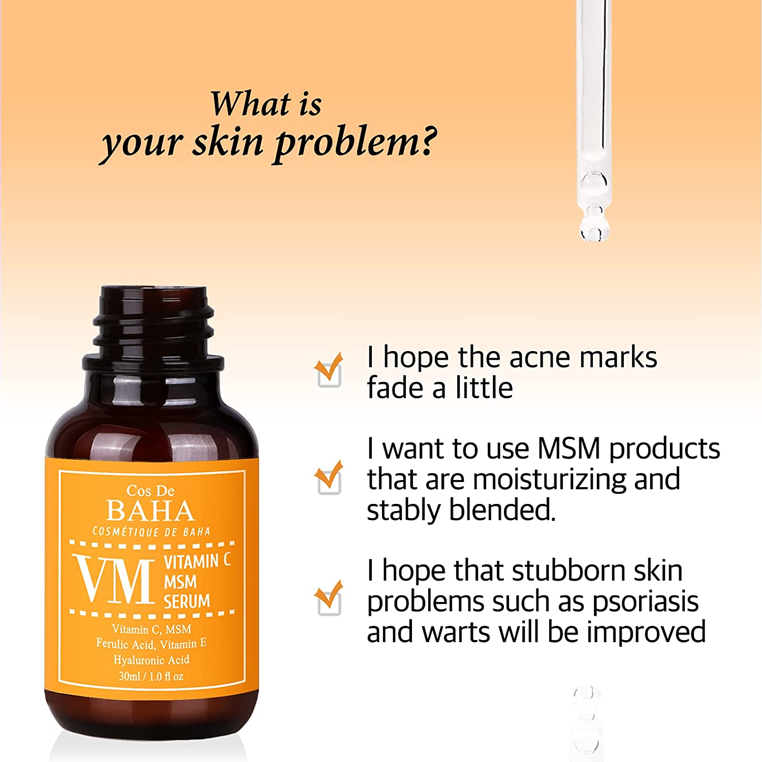 Cos de BAHA Vitamin C MSM (VM) Anti Aging Facial Serum 30ml