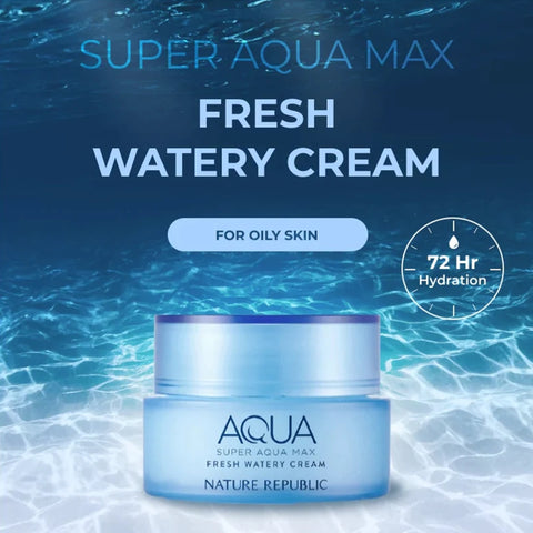 Nature Republic Super Aqua Max Fresh Watery Cream Face Moisturizer for Oily Skin, 80ml
