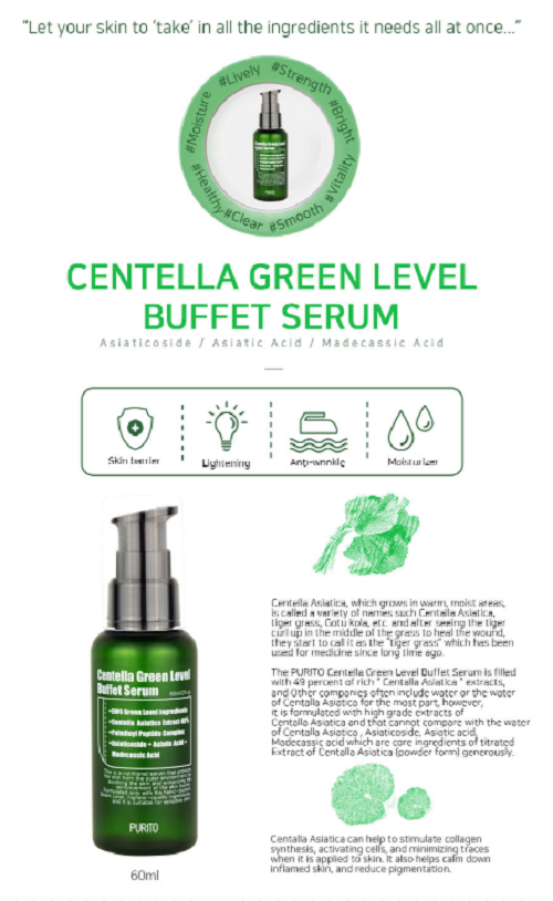 [ PURITO ] Centella Green Level Buffet Serum 60ml - KosBeauty