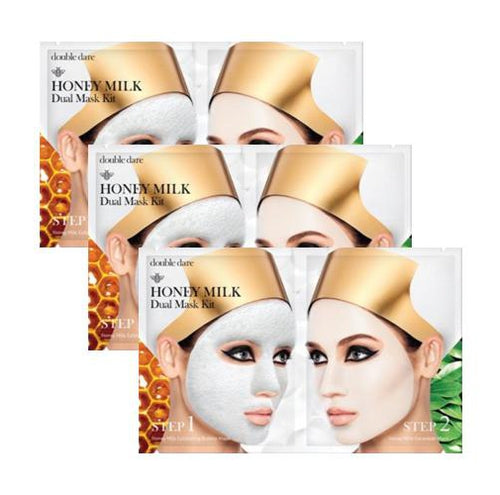 [ DOUBLE DARE ] Honey Milk Dual Mask Kit x 3 Sheets - KosBeauty